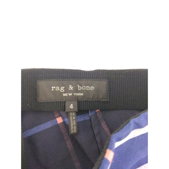 Rag & Bone Simone Cotton High Rise  Blue Plaid Slim Cropped Pants Size 4 - Picture 14 of 16